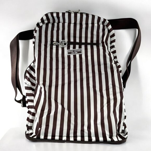 NEW NWT Henri Bendel Zip-Around Packable Backpack Brown Stripe Travel Bag - Picture 6 of 9